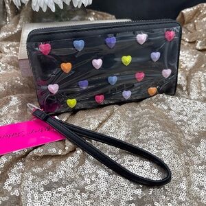 Betsey Johnson Black Wallet with Colorful Heart Accents